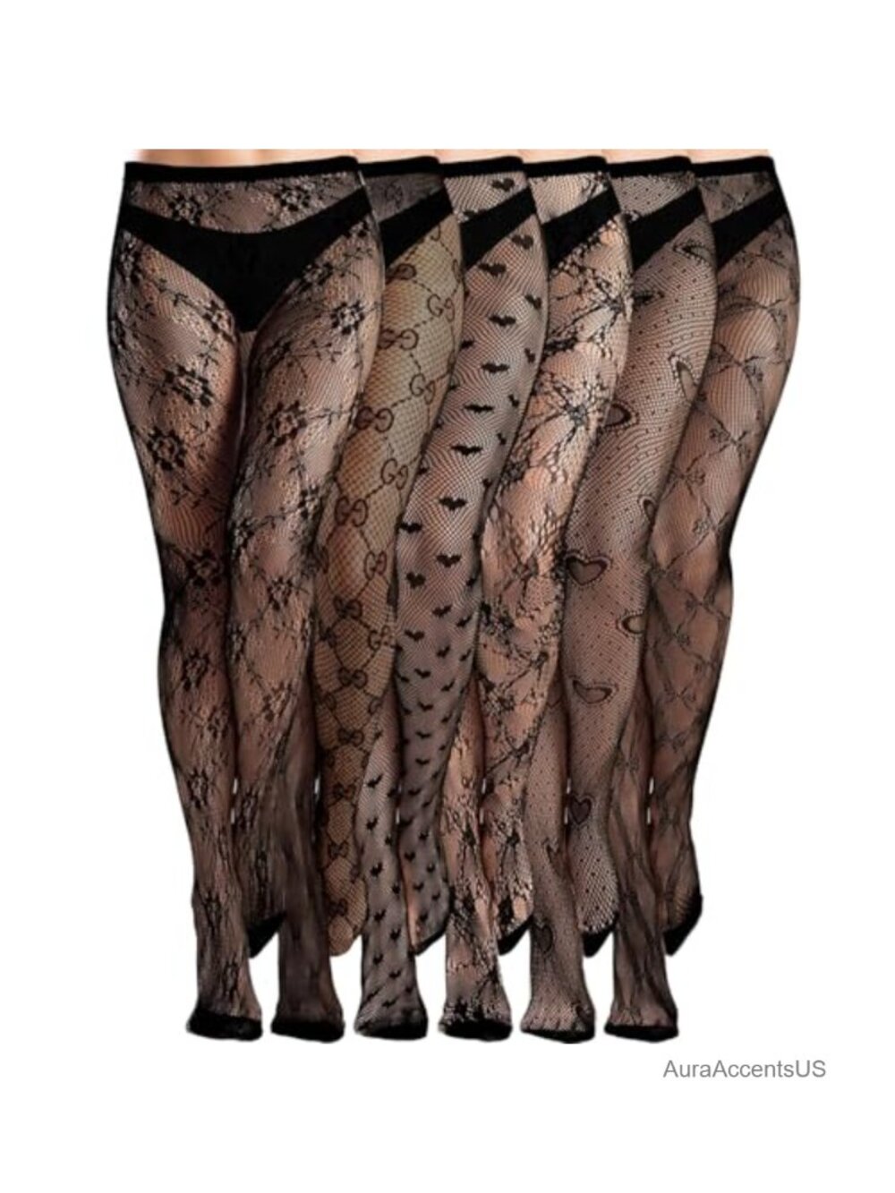 6 Pairs Patterned Fishnet Tights for Women, Y2K Lace Tights, Halloween Legwear